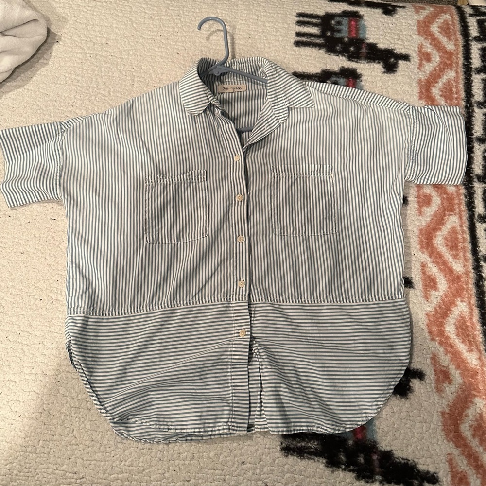 Madewell Blue and White Striped Shirt